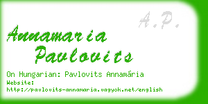 annamaria pavlovits business card